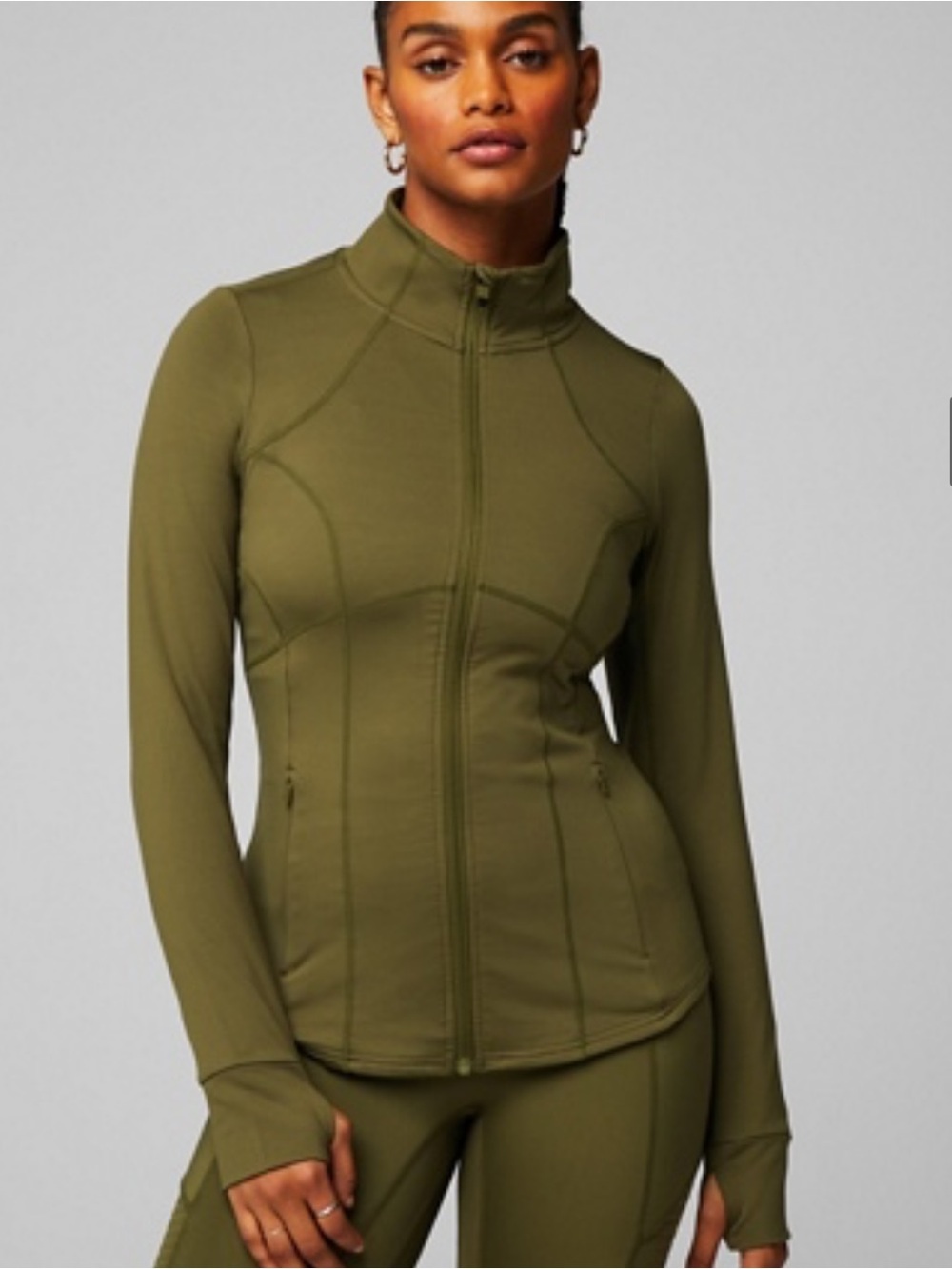 Fabletics Women's Olive Zip-Front Active Jacket
